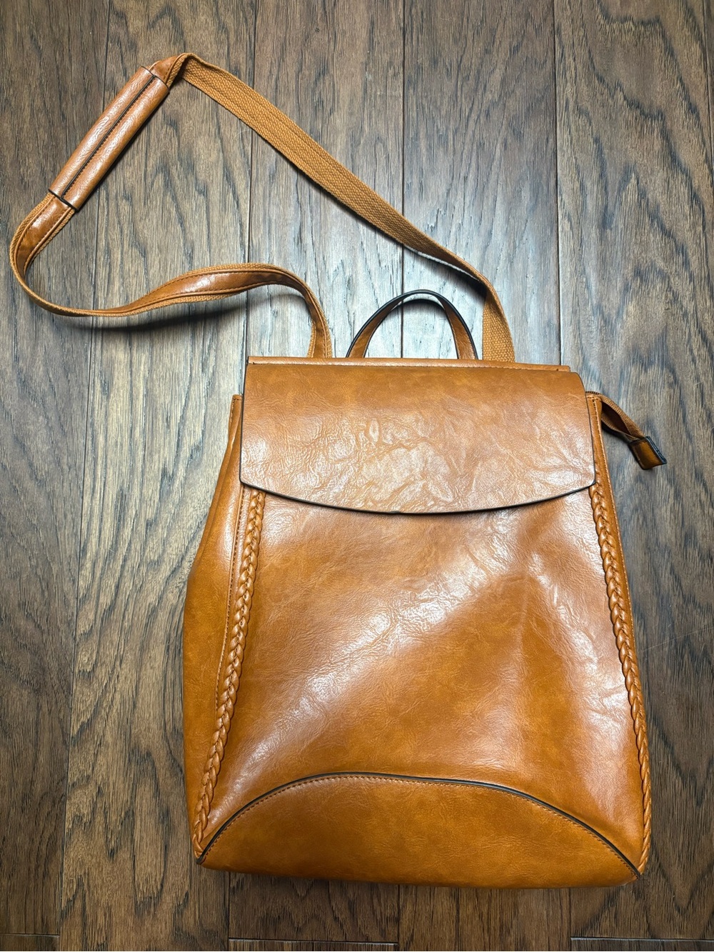 Tan Leather-like Crossbody & Backpack - Unbranded